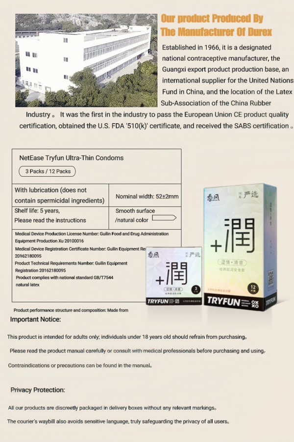 TRYFUN " Ultra Thin " Classic Extra Lubricated Condom - Platinum Edition - Image 8