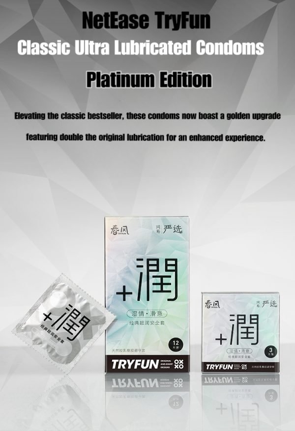 TRYFUN " Ultra Thin " Classic Extra Lubricated Condom - Platinum Edition - Image 2